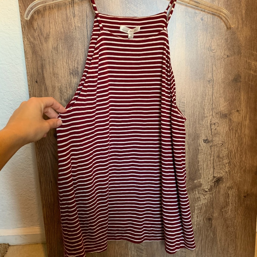 Red/White Stripe High Neck Tank